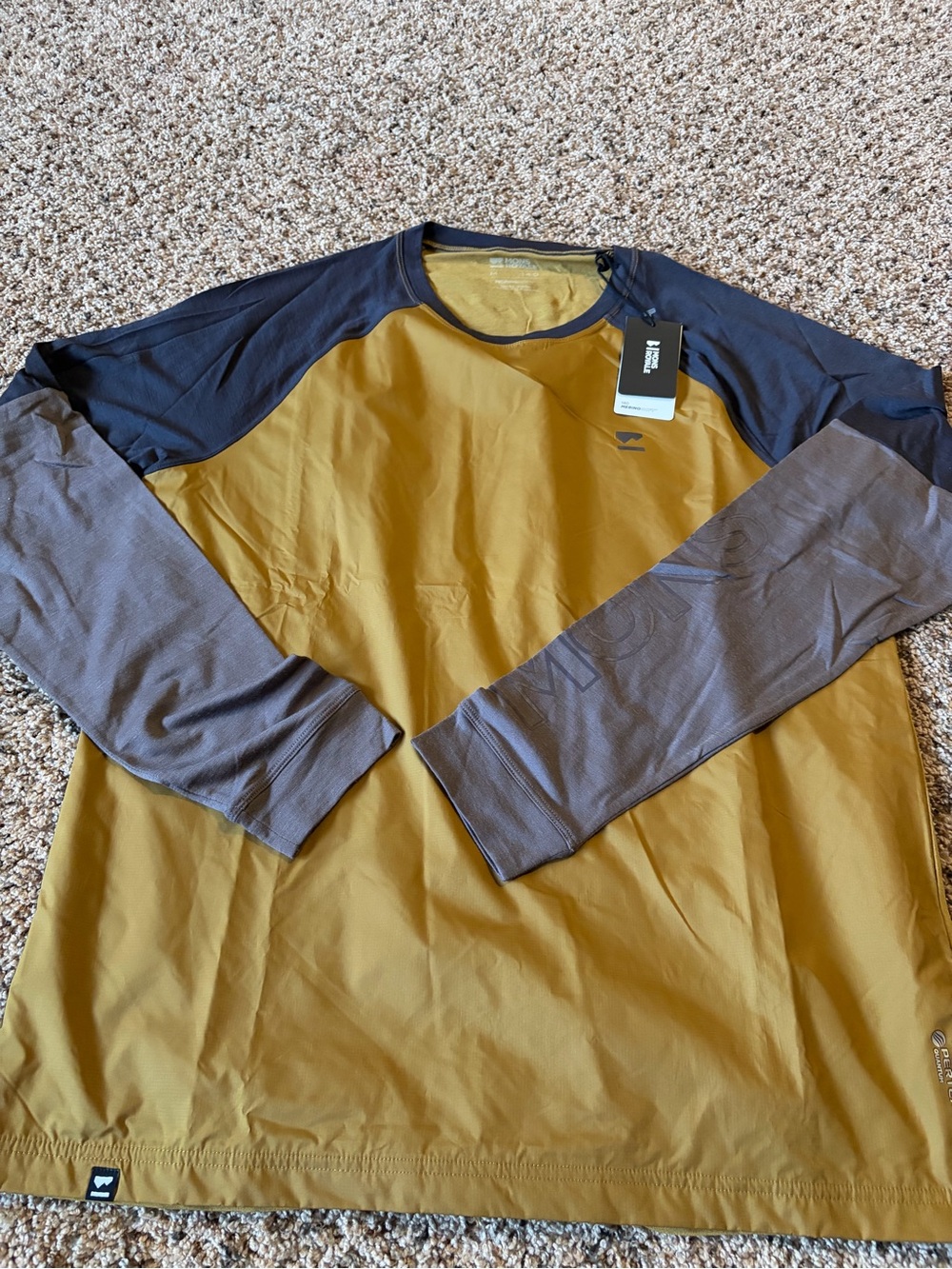 Men's Long Sleeve Raglan Performance Shirt - Mustard & Charcoal